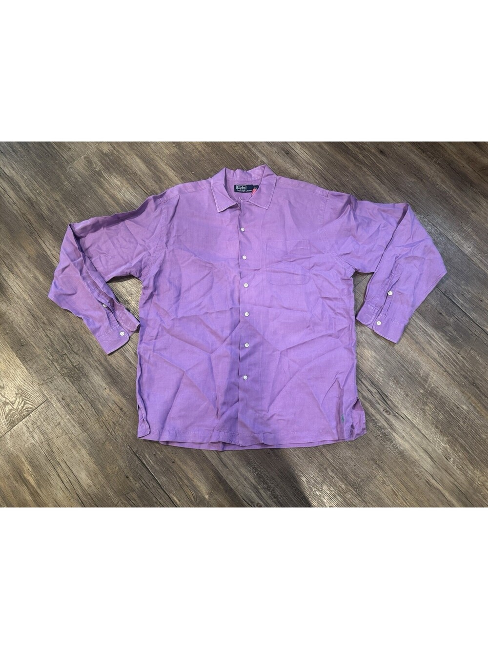 Polo Ralph Lauren Linen Silk Caldwell Loop Shirt Mens XL Long Sleeve Purple